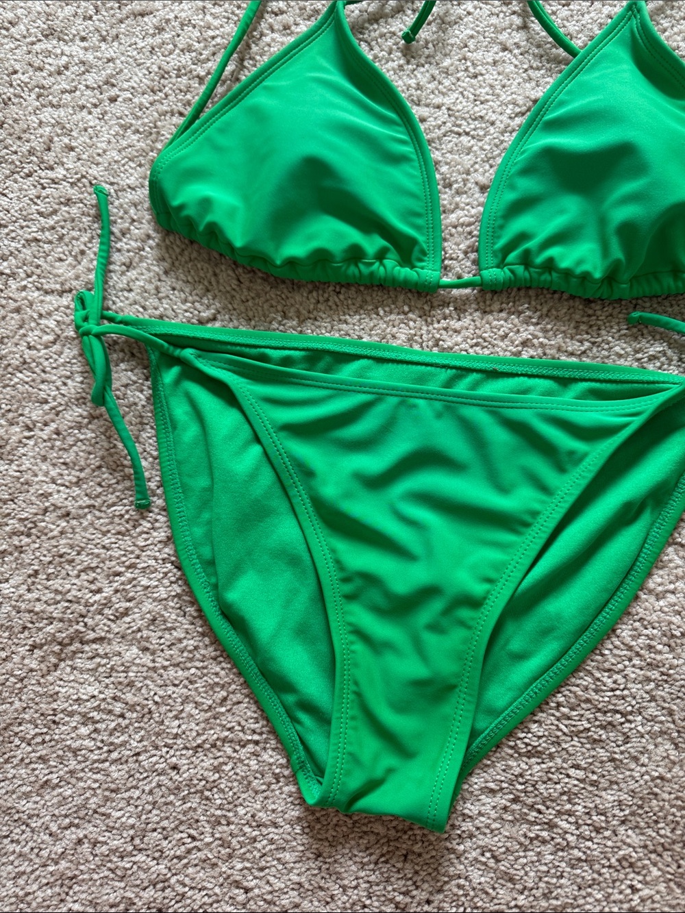 Green Triangle String Bikini Set - Picture 3 of 7